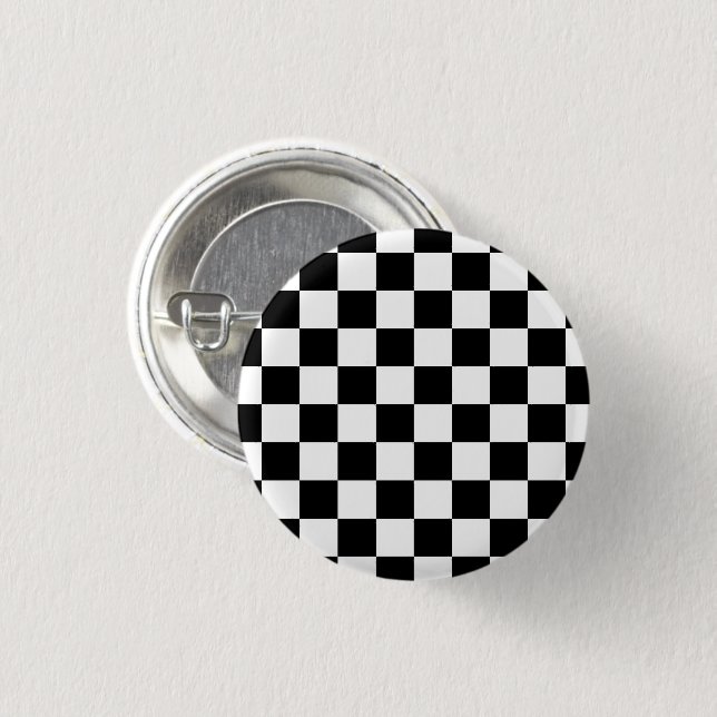 Markierte Quadrate schwarz-weiß geometrischer Retr Button (Vorne & Hinten)