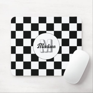 Markierte Quadrate Schwarz-Weiß-Retro-Monogramm Mousepad