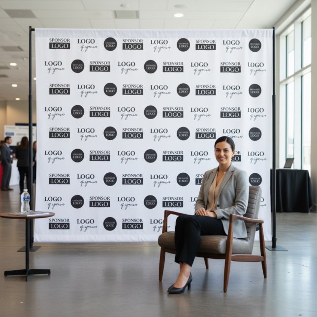 Markierte Schritte und wiederholte Firmensponsorlo Wandteppich (Custom 3 sponsor step and repeat backdrop.)