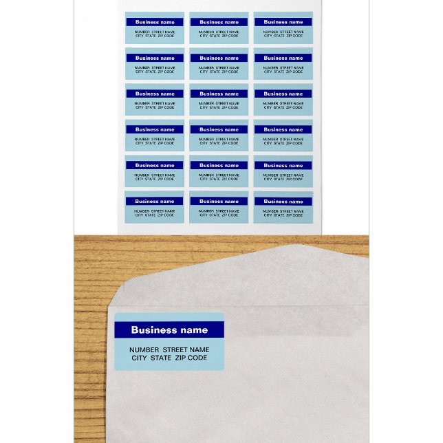 Markierter Firmenname auf hellblauer Adresse Adressaufkleber (Von Creator hochgeladen)