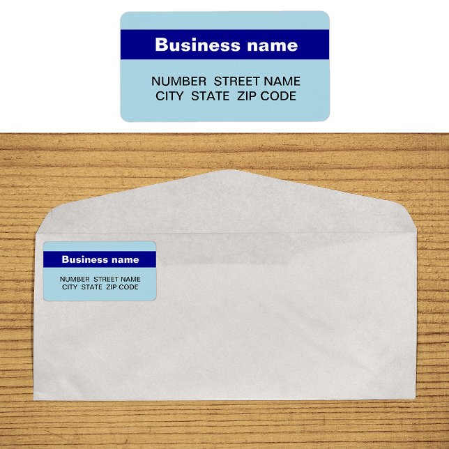 Markierter Firmenname auf hellblauer Adresse Adressaufkleber (Light blue address label with your highlighted brand name)