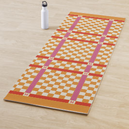 Markierter Name Anfangsmonogramm Rot, Gold und Ros Yogamatte