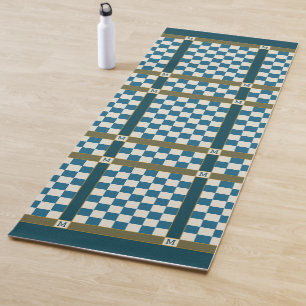 Markierter Name Initial Monogram Blue Green Yogamatte