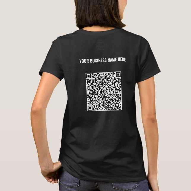 Markiertes QR-Code- und Text-Geschäfts-T-Shirt-Bei T-Shirt (Rückseite)