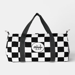 Markiertes Schwarz-Weiß-Retro-Monogramm Duffle Bag