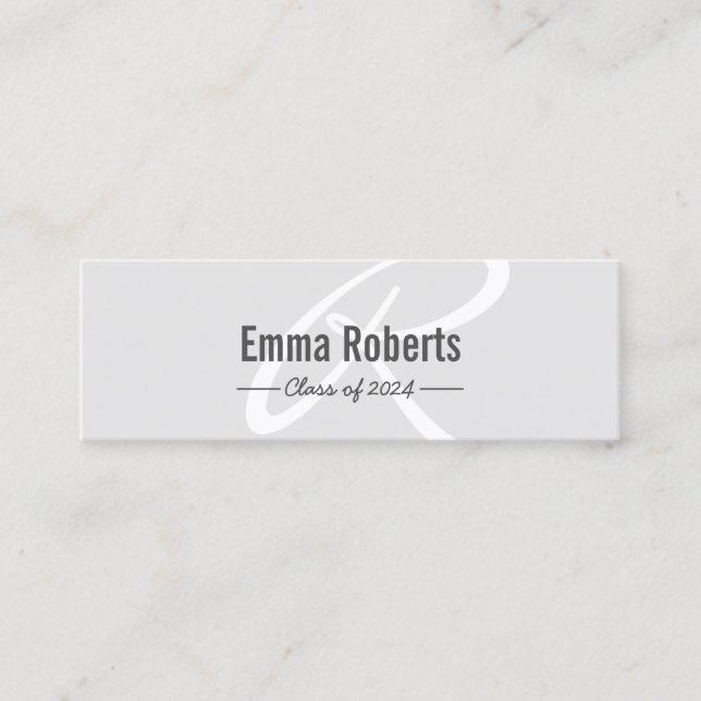 Markierung Name Tag- Silver Monogram Script Einsat Telefonnummerkarte (Vorderseite)