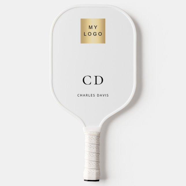 Markierungen für das Firmenlogo, Monogramm, weiß Pickleball Schläger (Rückseite)