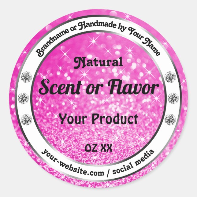 Markierungen für hellrosa Glitzer-Sparkle-Sterne Runder Aufkleber (Vorderseite)