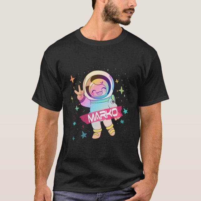 Marko Name mit Astronaut T-Shirt (Vorderseite)