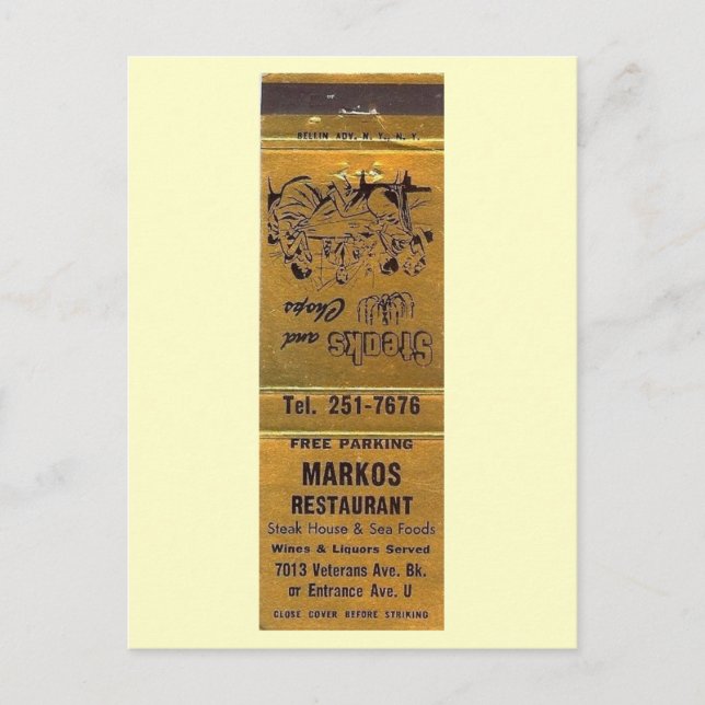 Marko's Restaurant, Brooklyn, New York Vintag Postkarte (Vorderseite)