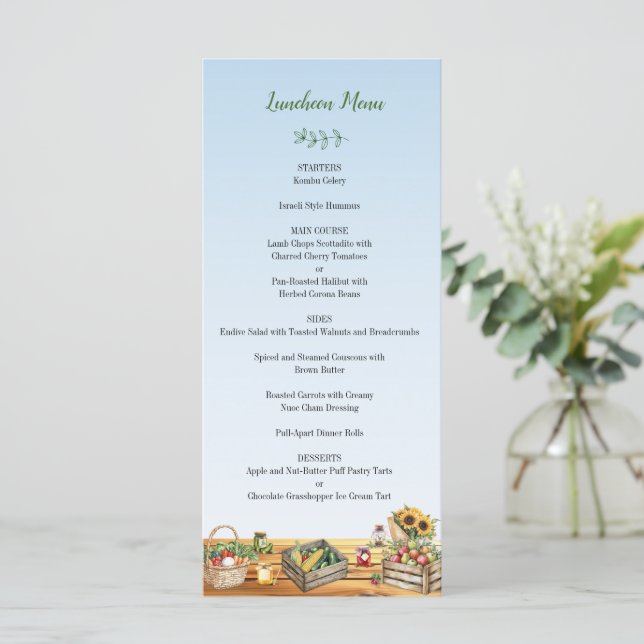 Markt für Bauern - Das Brautparty des Marktes fris Menükarte (Stehend Vorderseite)