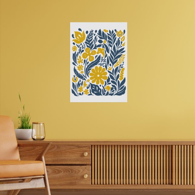 Markt für Bohemische Blume | Moderne Abstrakte Blä Poster (Wohnzimmer 2)