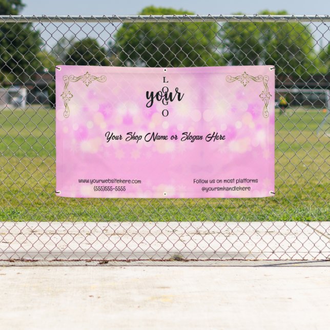 Markt für Logos von Rosa und Goldfirmen Banner (Insitu)