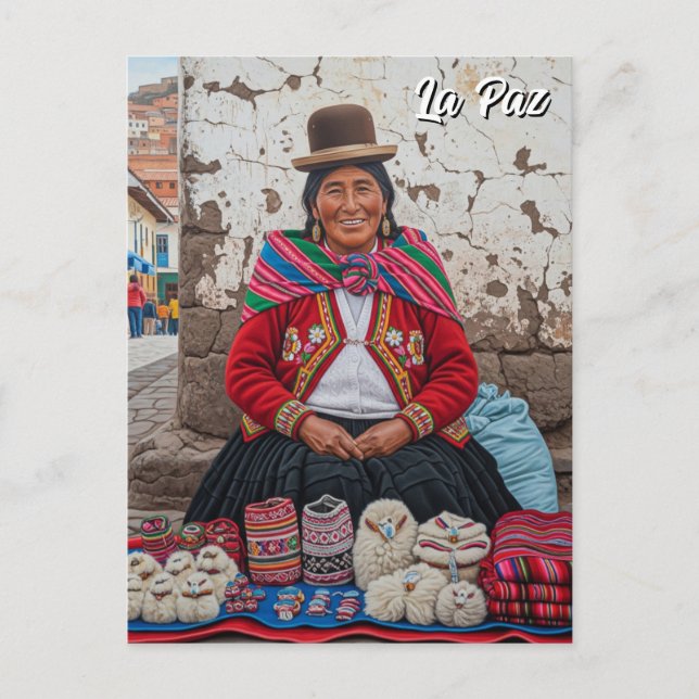 Markt La Paz Bolivien Postkarte (Vorderseite)