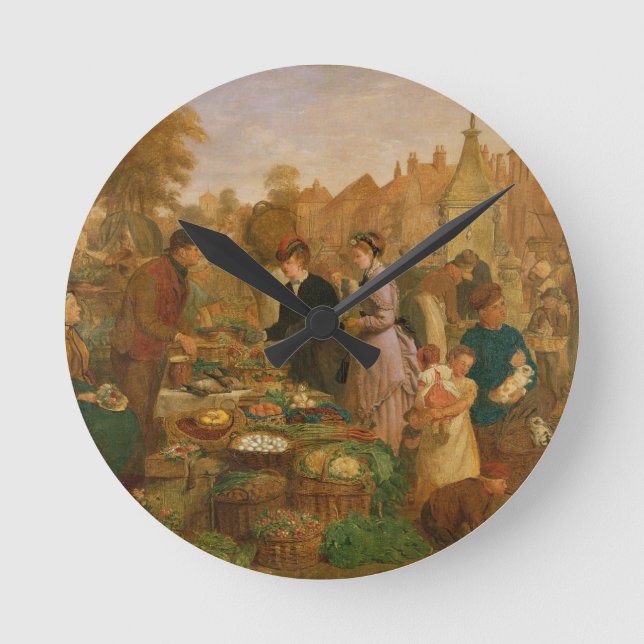 Markt-Tag Runde Wanduhr (Vorderseite)