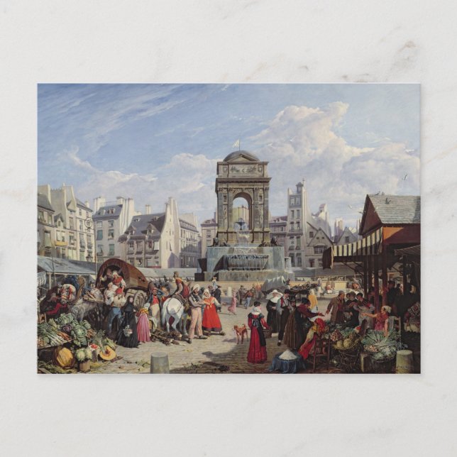 Markt und Brunnen der Unschuldigen Postkarte (Vorderseite)
