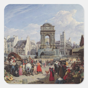 Markt und Brunnen der Unschuldigen Quadratischer Aufkleber