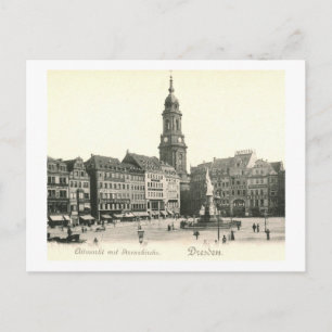 Markt und Kirche, Dresden Deutschland 1908 Vintage Postkarte