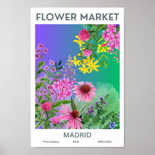 Marktplakat für farbige Blume von Madrid Poster