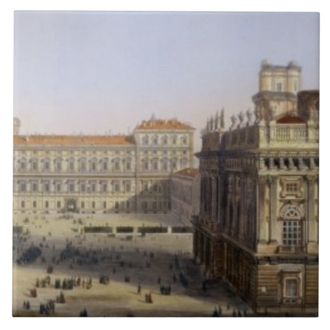 Marktplatz Castello, Turin, graviert von F. Fliese (Vorderseite)