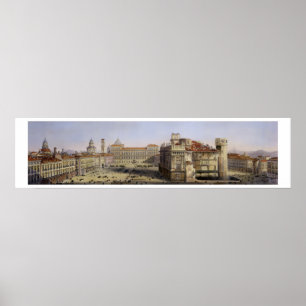 Marktplatz Castello, Turin, graviert von F. Poster