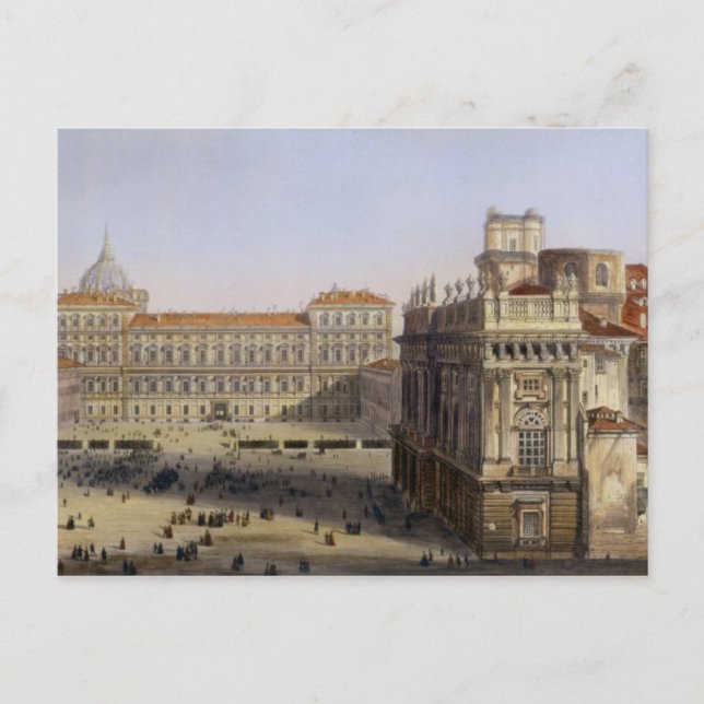 Marktplatz Castello, Turin, graviert von F. Postkarte (Vorderseite)