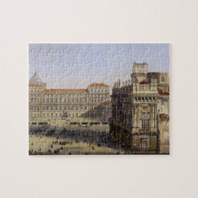 Marktplatz Castello, Turin, graviert von F. Puzzle (Horizontal)
