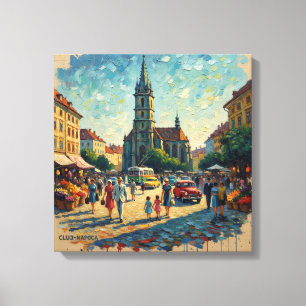 Marktplatz Cluj-Napoca Leinwandkunst Leinwanddruck