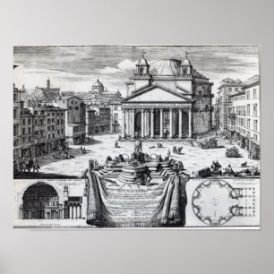 Marktplatz della Rotonda mit Blick auf Pantheon Poster