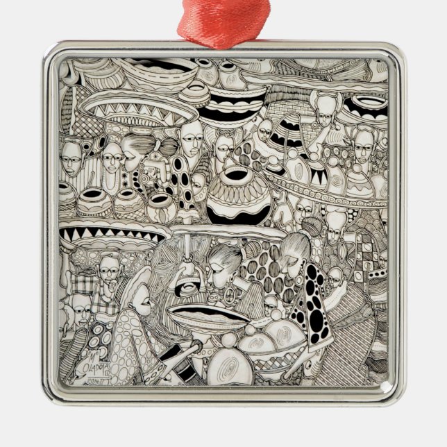 Marktplatz Silbernes Ornament (Vorne)