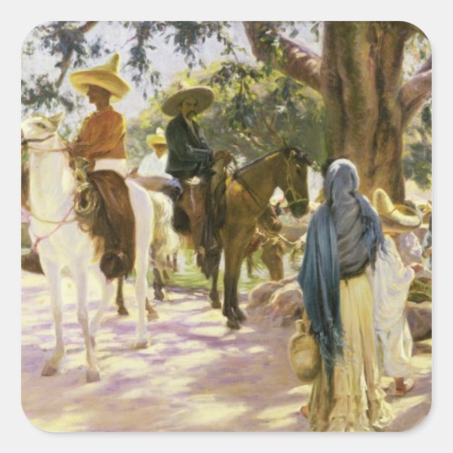 Markttag in San Gabriel , Mexiko Quadratischer Aufkleber (Vorderseite)