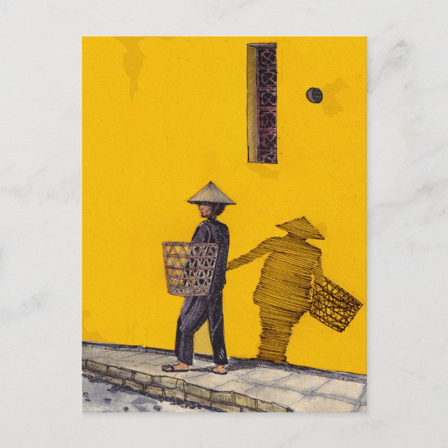 Marktvertreter in Hoi und Vietnam - Illustration Postkarte (Vorderseite)