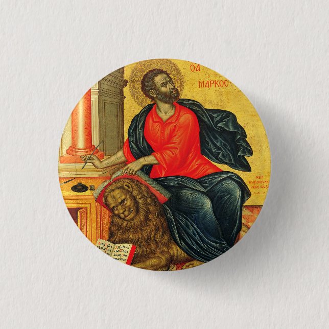 Markus der evangelistischen orthodoxen Ikone Button (Vorderseite)
