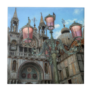 Markusdom und Lampe, Venedig, Italien Fliese