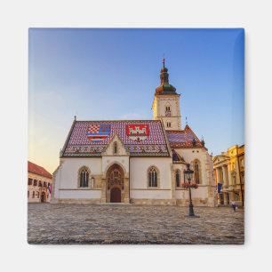 Markuskirche und Platz bei Sonnenuntergang in Zagr Magnet