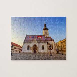 Markuskirche und Platz bei Sonnenuntergang in Zagr Puzzle