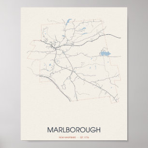 Marlborough New Hampshire Straßenkarte Poster