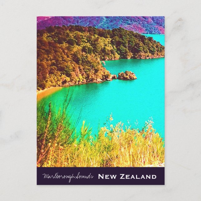 Marlborough Sounds New Zealand Postkarte (Vorderseite)