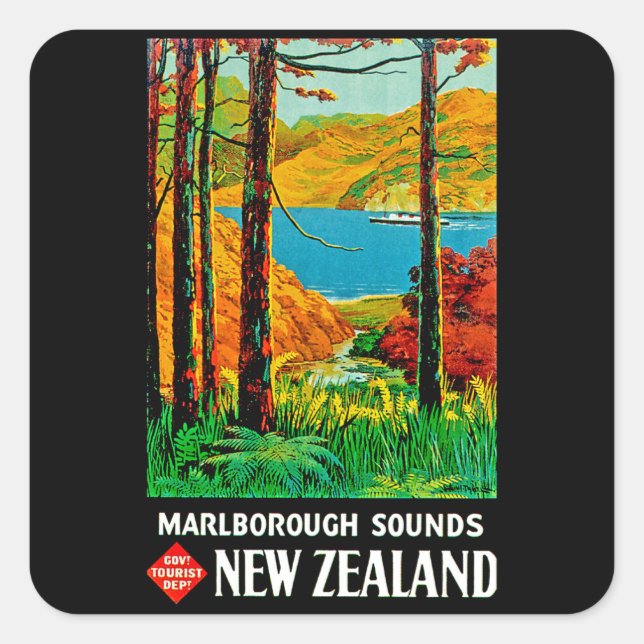 Marlborough Sounds Quadratischer Aufkleber (Vorderseite)