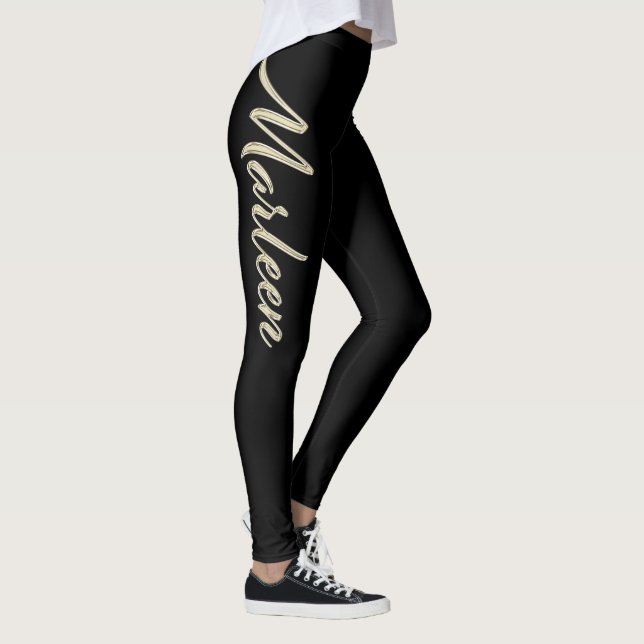 Marleen white gold Handwriting Hose Leggings (Rechts)