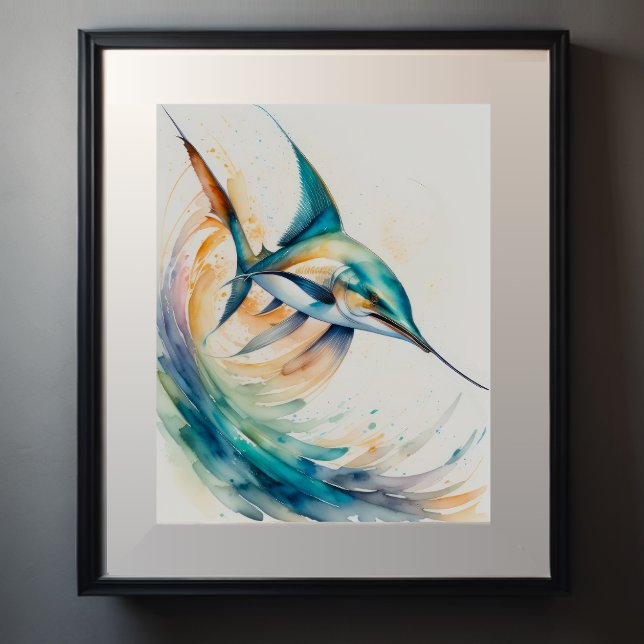 Marlin-Aquarellmalerei Poster (Von Creator hochgeladen)