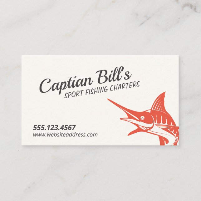 Marlin Business Card Sport Fishing Charters Visitenkarte (Vorderseite)