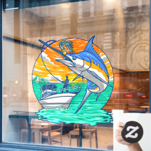 Marlin-Fisch, der den Köder nimmt Fischer-Charter Fensteraufkleber