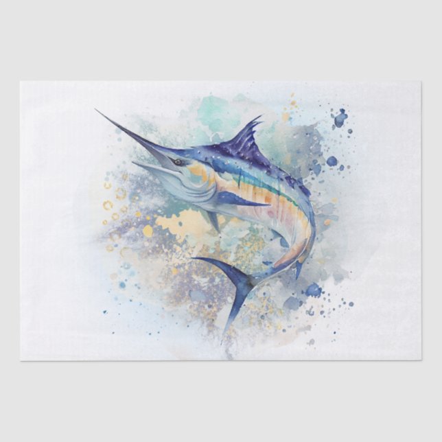 Marlin Fish Watercolor Seidenpapier (Vorderseite)