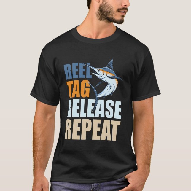 Marlin Fishing Tag Release Protection Conservation T-Shirt (Vorderseite)