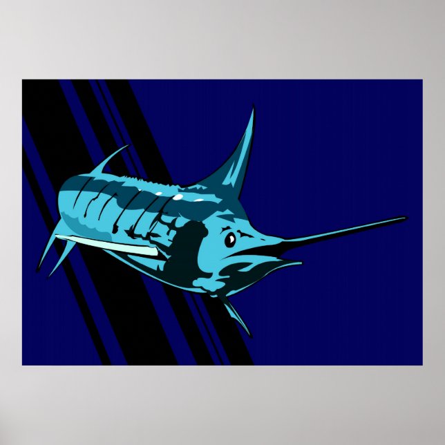 Marlin im Schatten-Illustrationsdruck Poster (Vorne)