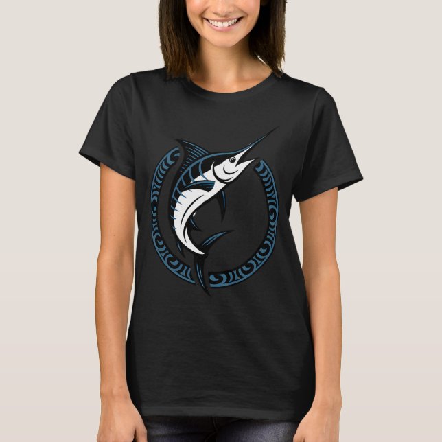 Marlin Ocean Strike â€“ Blauer Marlin springt auf  T-Shirt (Vorderseite)
