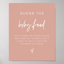 MARLO Blush Pink Boho Raten Sie das Baby Food Game Poster