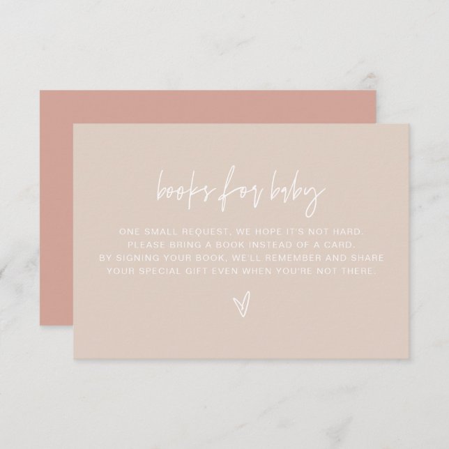 MARLO Bohemisch Blush Beige Bücher für die Babykar Einladung (Vorne/Hinten)