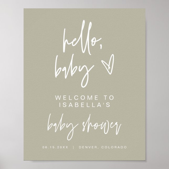 MARLO Bohemisch Sage Green Dusche Willkommenspende Poster (Vorne)